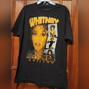 NWOT-Whitney Houston Film Strip Collage Design Black Tee Shirt- Large